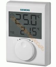 Siemens RDH 100 Regulator pomieszczeniowy, 3 [V] DC (baterie), 5..30 [°C], wyjście 2-stawne z algorytmem TPI, ogrzewanie, pokrętło nastawy temperatury, duży wyświetlacz